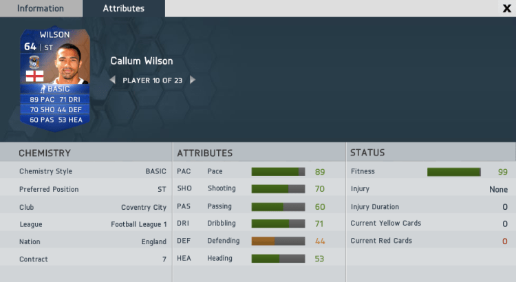 Callum Wilson FUT IF Stats