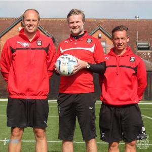 [IMAGE: Coventry City Football Club] Assistant manager Neil MacFarlane, manager Steven Pressley & development coach Darren Murray.
